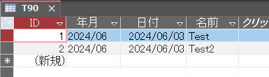 更新クエリ実行後のテーブル